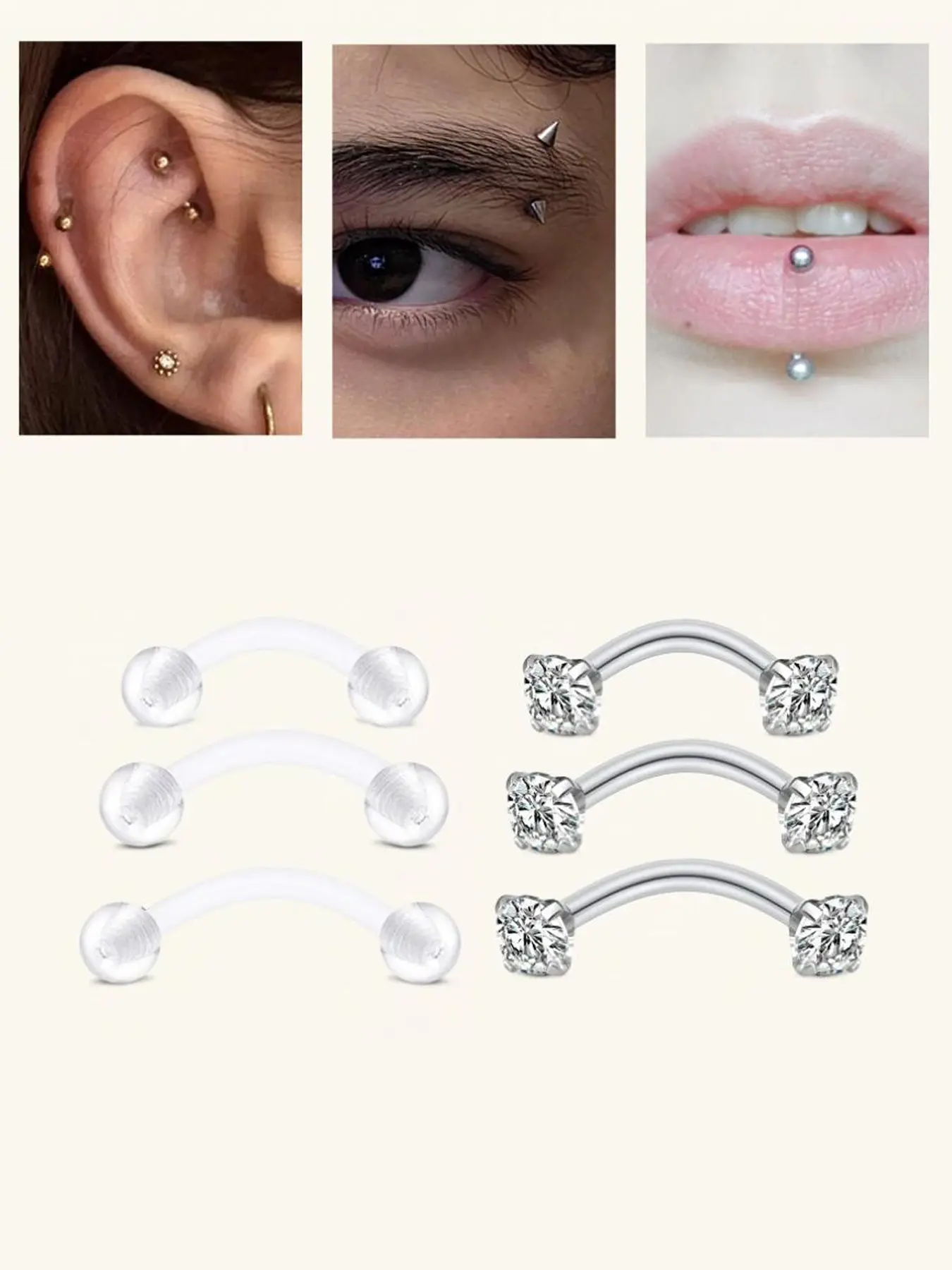 16g Stainless Steel Rook Piercing Jewelry, Eyebrow Rings, Belly Ring, Lip Ring, Cartilage Hoop, Daith Earrings, Tragus Cz, 6mm/8mm/10mm, Belly Button Jewelry, Body Piercing Jewelry, Piercings Jewelry, Pierced