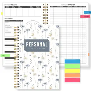 A5 Floral Budget Planner Notebook, Colorful Index Stickers, Monthly Accounting Ledger, Spiral Income Management Journal, Savings Planning Book