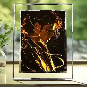 MJ Crystal Glass Photo Frame Custom Collectible Desktop Ornament for Room Bedroom Stylish Merchandise Gift for Fans Elegant Decor Piece