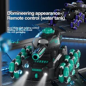 6WD Gesture Control Stunt RC Tank Toy - Cool 360° Flip/Drift & Water Blaster, All-Terrain Crawler with LED Lights/Music, Rechargeable Remote Control Car for Kids Boys Girls Age 6-12 (Birthday Gift)
