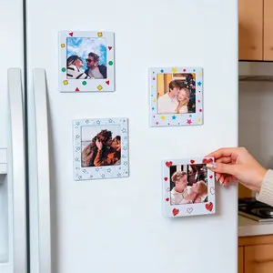 Colorful Magnetic Photo Frame, Cute Adhesive Fridge Magnet, Multi-Functional Decoration for School Events, Home Kitchen Refrigerator