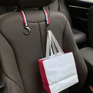 2 car seat headrest hooks, improved car seat backrest double hooks, used for children's toys, hats, masks, sunglasses, braided canvas material