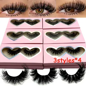 12 Pairs 3 Styles Wispy Faux Mink False Eyelashes Mixed Dramatic Thick Curled Fluffy Strip lashes Multipack for Eyes Makeup