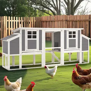 AECOJOY 98'' Extra Large Chicken Coop with 4 Nesting Boxes & Pull-Out Tray for 6-8 Chickens, Outdoor Hen Fence, Wooden Design for Backyard Use