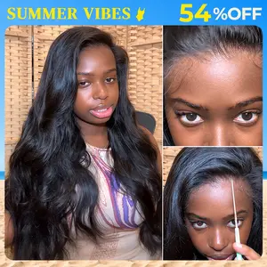 Arabella Glueless 13x6 HD Lace Front Wig Ear to Ear Body Wave/Straight 220% Density Unprocessed Virgin Human Hair Natural Black Easy Wear Pre-Everything Invisible Drawstring Wig summervibes