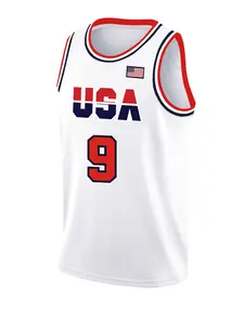 Men's 9 White Embroidered Vintage Basketball Jersey, Casual Short Sleeve Vest, Sleeveless Jersey, Fitted Letter Pattern, H Type Silhouette, Sportswear, Home Jersey