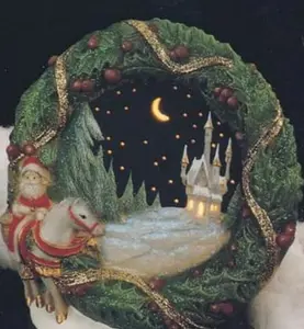 Christmas Scene Wreath w/ Night Light Ready to Paint Unpainted Ceramic Bisque