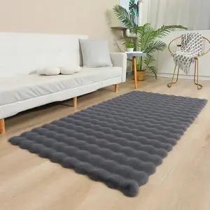 Luxury Faux Fur Carpet, Medium Thickness Foam Velvet Non-Slip Rug, Knitted Design, Thick Bedroom & Living Room Mat