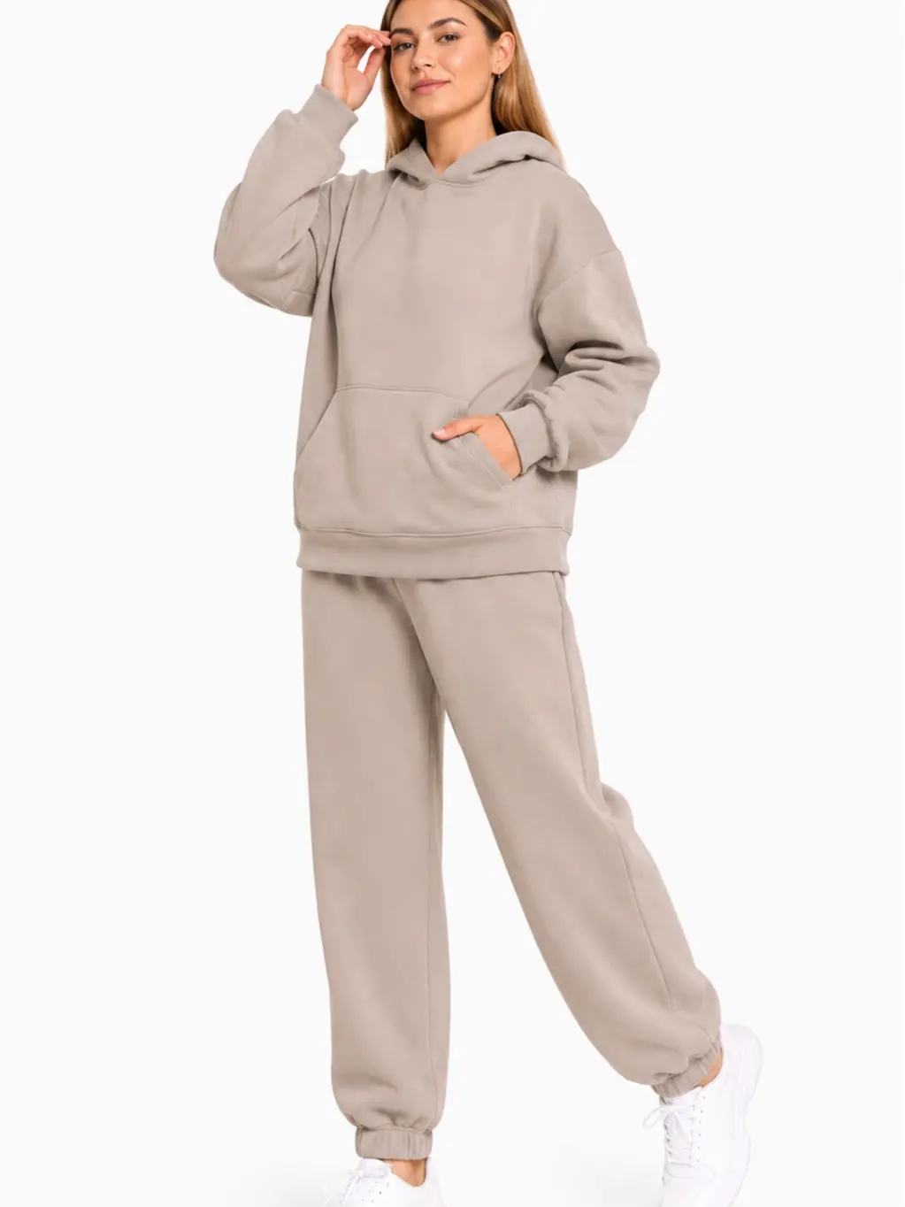 SPXTREME Women’s Oversized 2-Piece Tracksuit Set Fleece Hoodie and Sweatpants Matching Sweatsuit Cozy Fall Winter Fashion Loungewear Set Drop Shoulder Hoodie Kangaroo Pocket High Waist Drawstring Joggers Casual Y2K Streetwear Comfy Travel Airport Outfit o