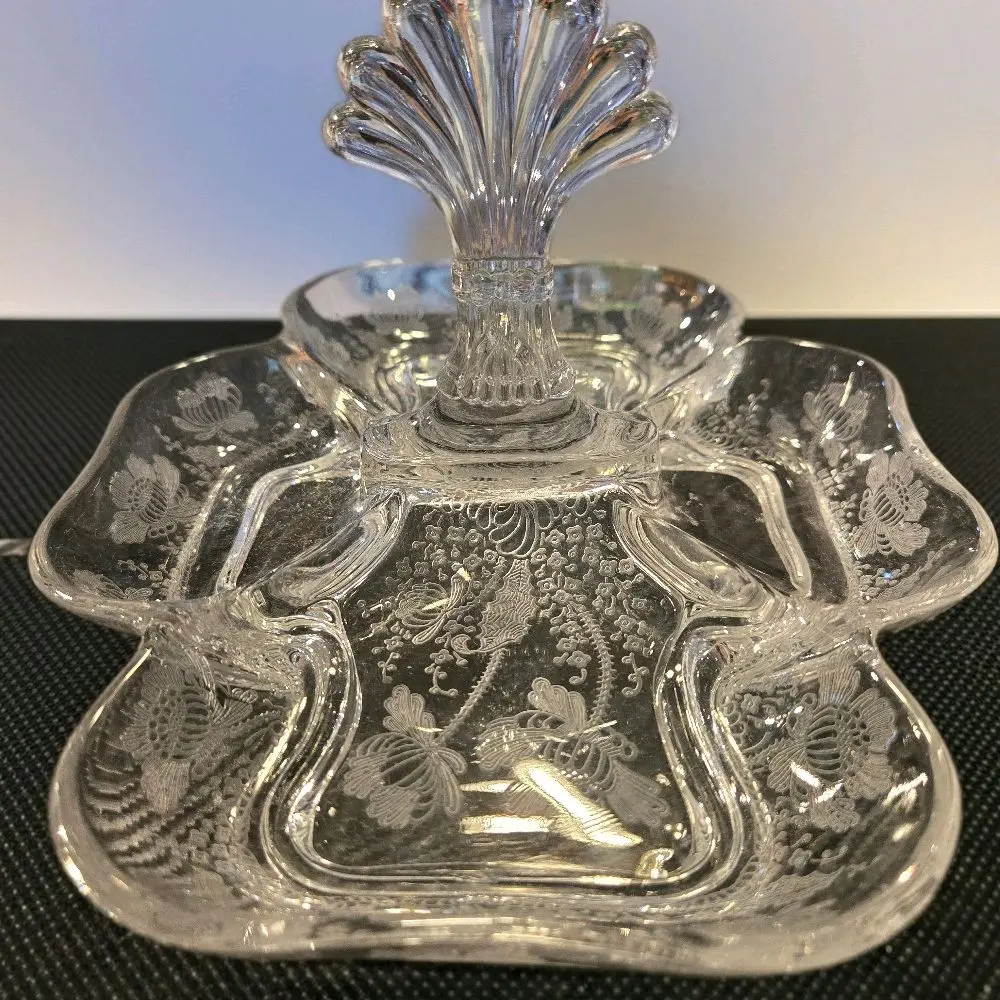 Cambridge Glass 3400 4-part relish Etched GLORIA