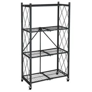 Origami 4 Tier Folding Shelf Garage Shelves Heavy Duty Shelving with Wheels