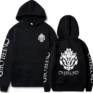 Fashion Anime Overlord Logo Men Hooded Streetwear Funny Manga Creative Black And White Print Harajuku Winter Women Sweatshirts YA8