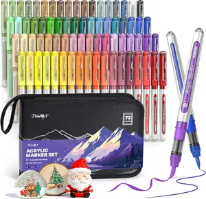 [JusArt] 72/48/36 Colors Acrylic Paint Markers Set (Painting Bag), Waterproof Flexible Tip Acrylic Markers, Premium Paint Pens for Various Surfaces, Acrylic Paint Markers, Markers for Coloring, Art Supplies, Acrylic Marker, Coloring Supplies