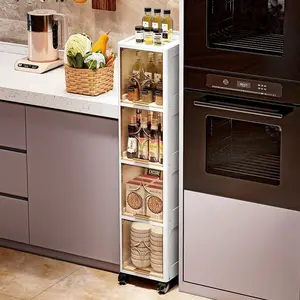 Mobile Narrow Gap Storage Cabinet, Kitchen Sliding Lid Drawer Organizer, Compact Space-Saving Design, Ideal for Tight Spaces, Storage Cabinet Chest