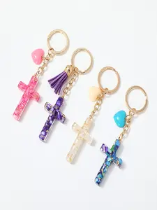 1pcs Unique Butterfly Tassel Stylish Keychain, Resin & Stone Material, Car Accessory Gift, Unisex Fashion Charm for Men & Women