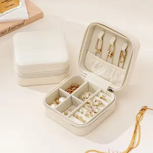 15-Piece PU Leather High-Quality Mini Portable Jewelry Travel Box for Rings Earrings Pendants Watches Necklaces Lipstick Storage Large Capacity Small Jewelry Storage Box