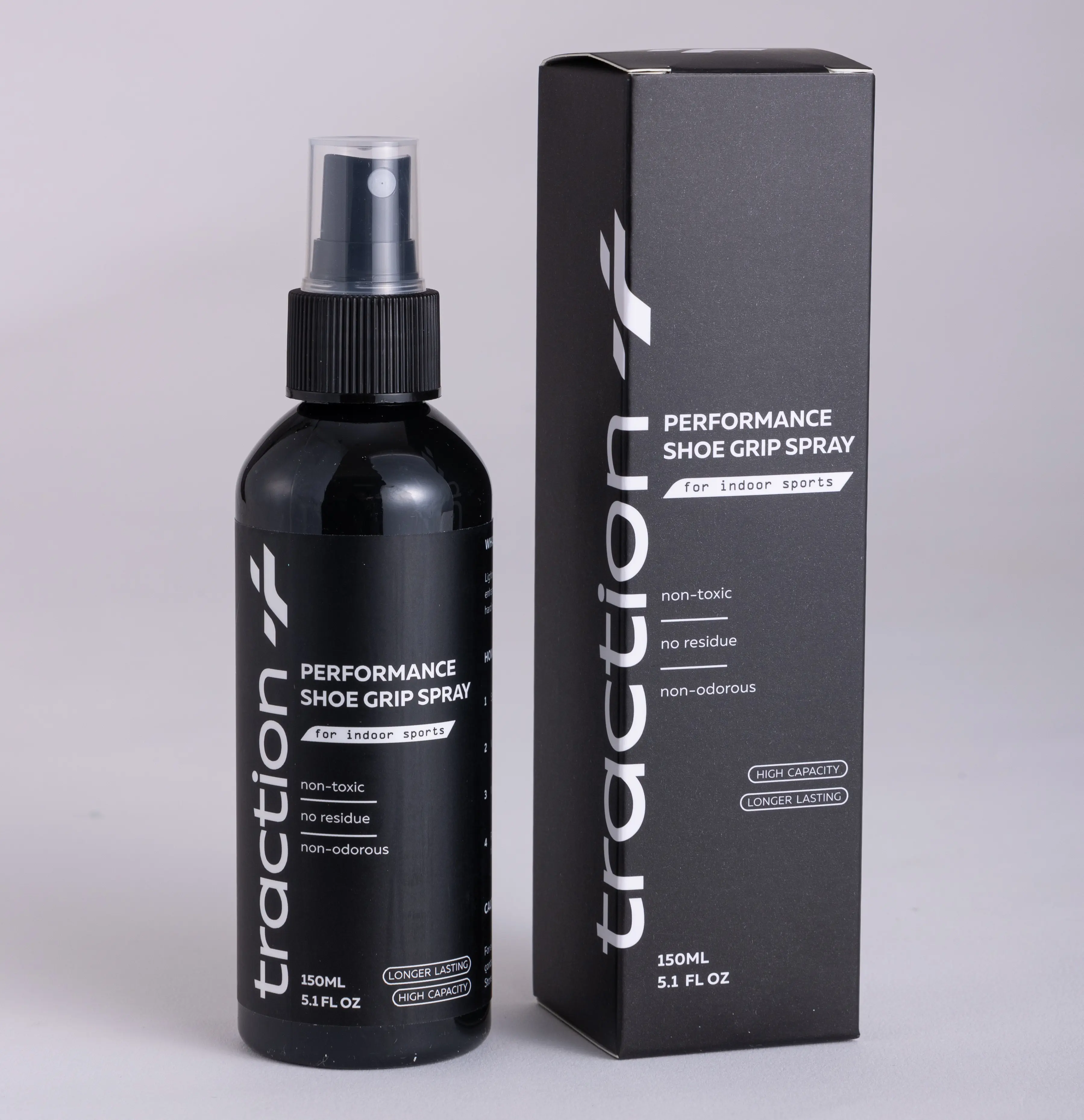 Traction+ Premium Shoe Grip Spray – Instantly Restores Grip and Revives Rubber Soles. All-in-One Traction Spray for Basketball, Volleyball, Badminton & More. All Natural Ingredients. Designed in USA. Large Size 150mL