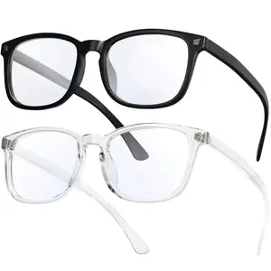 Blue Light Glasses - Black Frame with Clear Lenses, Stylish Design for Light Protection Unisex Anti-Blue