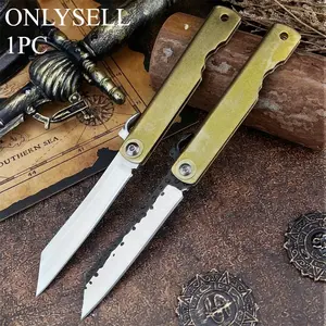 Higonokami Japan Mini Folding Knife 7Cr13Mov Steel Blade Copper Alloy Handle Camping Fruit Outdoor Knife Survival EDC Multi-Purpose Tool Survival Tools