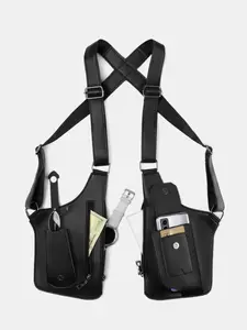 Unisex Vintage Vest Bag, Multifunctional Outdoor Phone Bag, Retro Stylish Underarm Zipper Bag, Crossbody Fanny Pack, Crossbody Bum Bag, Belt Shoulder Bags, Casual Waist Bag