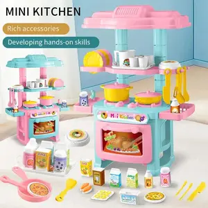 Little People Town Play House Kitchen Toy Set Simulation Mini Cooking Tableware Play House Toy