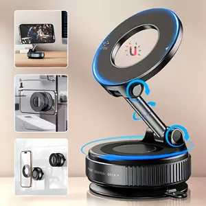 KoPicks Ultra-Fold Magnetic Car Phone Holder, Vacuum Suction Cup Rotates 360° Strong Magnetic Attachment Mount Universal Stand, Multi-Angle Full Range Adjustment Suitable for Vehicles, Desktops, Walls