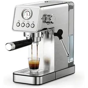 20 Bar Semi-Automatic Espresso Machine, Adjustable Espresso Machine with  Gauge, Compact Espresso Maker with Steam Wand, Cup Warmer for  & Office