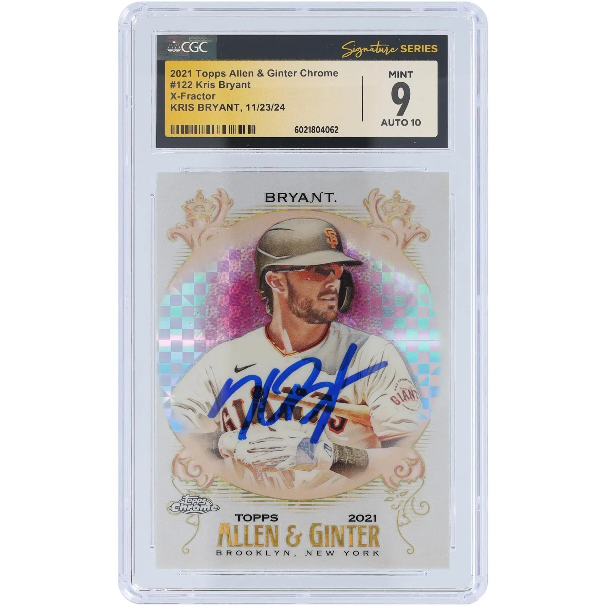Kris Bryant San Francisco Giants Autographed 2021 Topps Allen & Ginter X-Fractor #122 CGC Fanatics Witnessed Authenticated 9/10 Card - Fanatics Authentic Certified