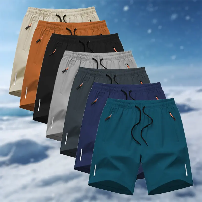 Men’s athletic running sports shorts — solid color, plain design, loose fit, zippered pockets, drawstring waist; casual, comfortable, stylish for summer outdoor wear and everyday activities. summerwins