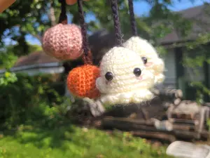 Pumpkin Ghost Car hanger Crochet Plushie