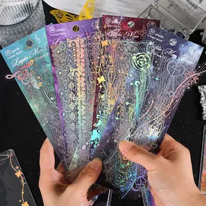 120 sheets of "Night Fantasy" hand-account stickers, laser-foil stamped PET stickers