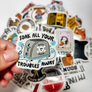 Funny Cartoon Sticker, 130pcs/set Waterproof Self Adhesive Decor Paper, Decorative Sticker for Gift Greeting Card Water Bottle Laptop Phone, Screen Protector