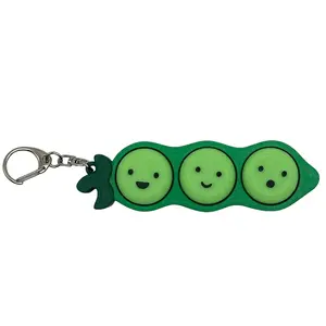 Deluxe Large Peapod Triple Fidget Clicker keychain accessory, nature, spring, food, stress relief, cute must have