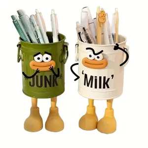 Retro Cartoon Pencil Barrel - Large Capacity, Simple & Stylish Desk Organizer, Pen Holders for a Neat and Joyful Workspace