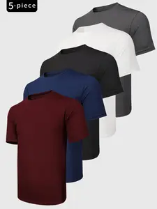 Men's 5 piece set Plain Spring Sports FootballJersey, Quick Drying Breathable T-shirt, Casual TeeTops for Gym Workout Running Back To School, MensClothes,Gym Wear,Workout Tops, Men's T Shirts, Athletic Crew Neck,Active Wear