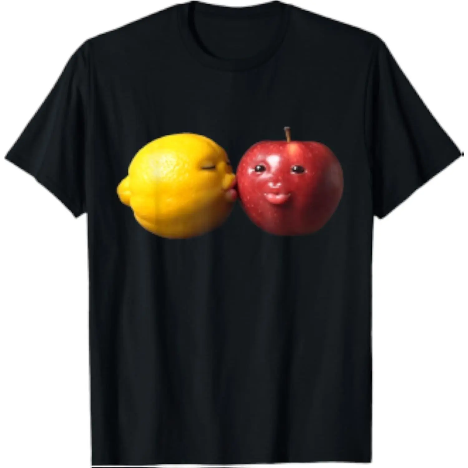 100% Cotton Lemon Kissing Ai Apple Meme Niche Fruit Brainrot Silly Gen Z T-Shirt