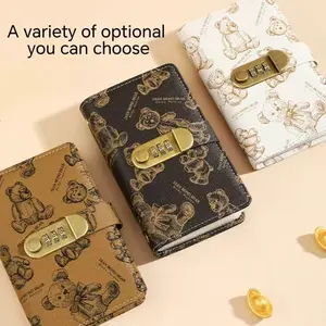 Bear's New Password Lock Cash Deposit Book, A6 Bookkeeping Folder, Foreign Currency Storage Book Package, Secure Financial Management