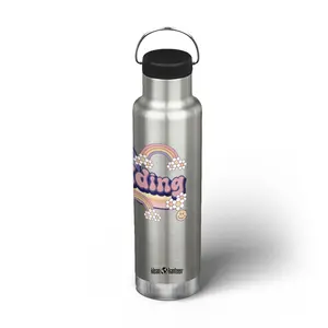 "Just Kidding" Retro Rainbow Klean Kanteen Eco Insulated Water Bottles With Loop Cap