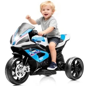 [Live] PHI VILLA Kids Electric Motorcycle With BMW Authorized, 12V Ride on Toy for Toddlers Battery Powered 3-Wheel Stable Design with Horn, Music & LED Lights, Blue Rechargeable Car