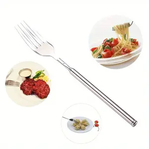 Retro Fork Barbecue Retractable Retractable Dinner Fruit Dessert Long Handle Fork Stainless Steel Dinner Fork Tableware Restaurant
