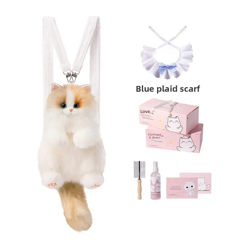 Cute Flame (Medium Size) + Blue Plaid Scarf