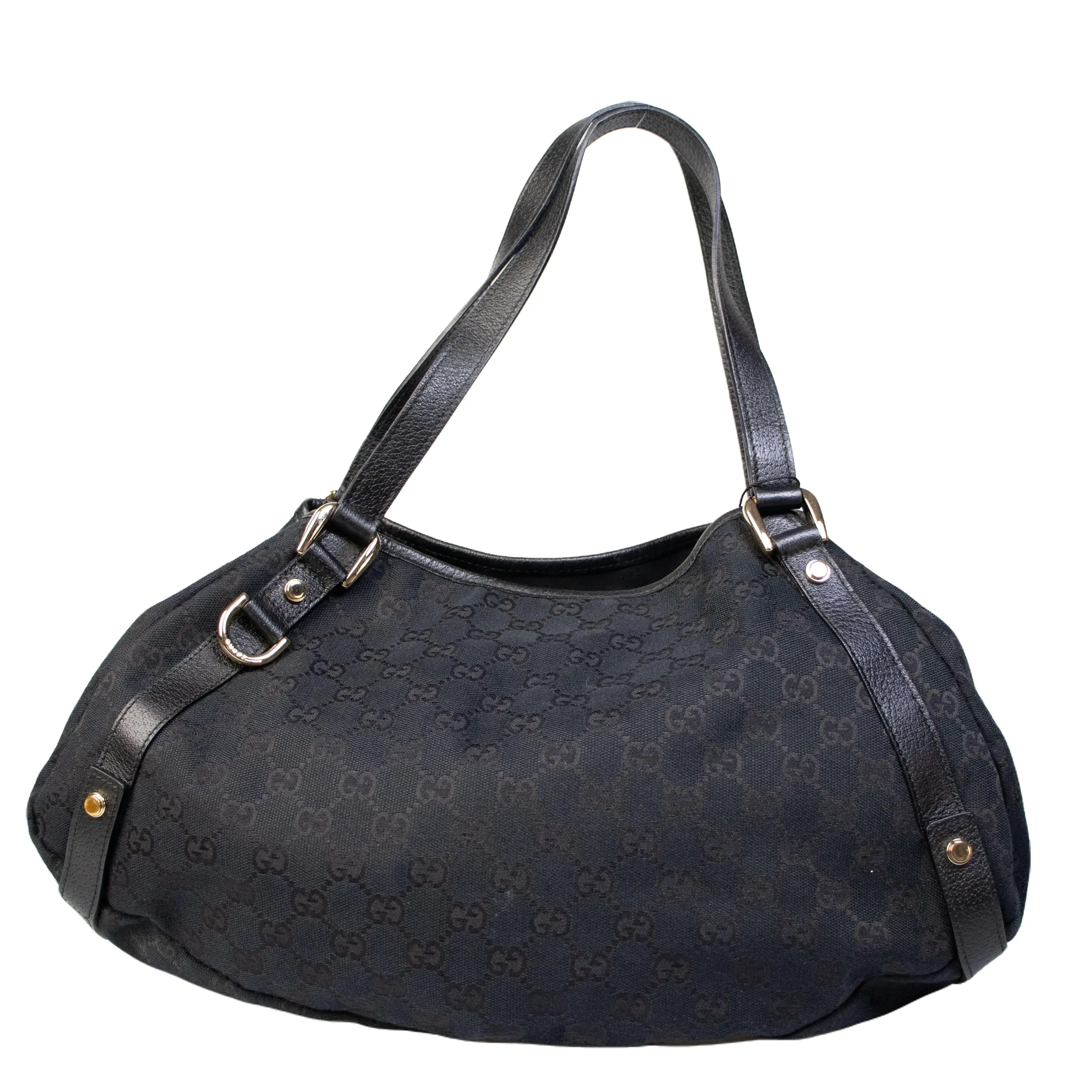 Pre-owned GUCCI Canvas Shoulder Bags Black GG Abbey Handbag G26031347