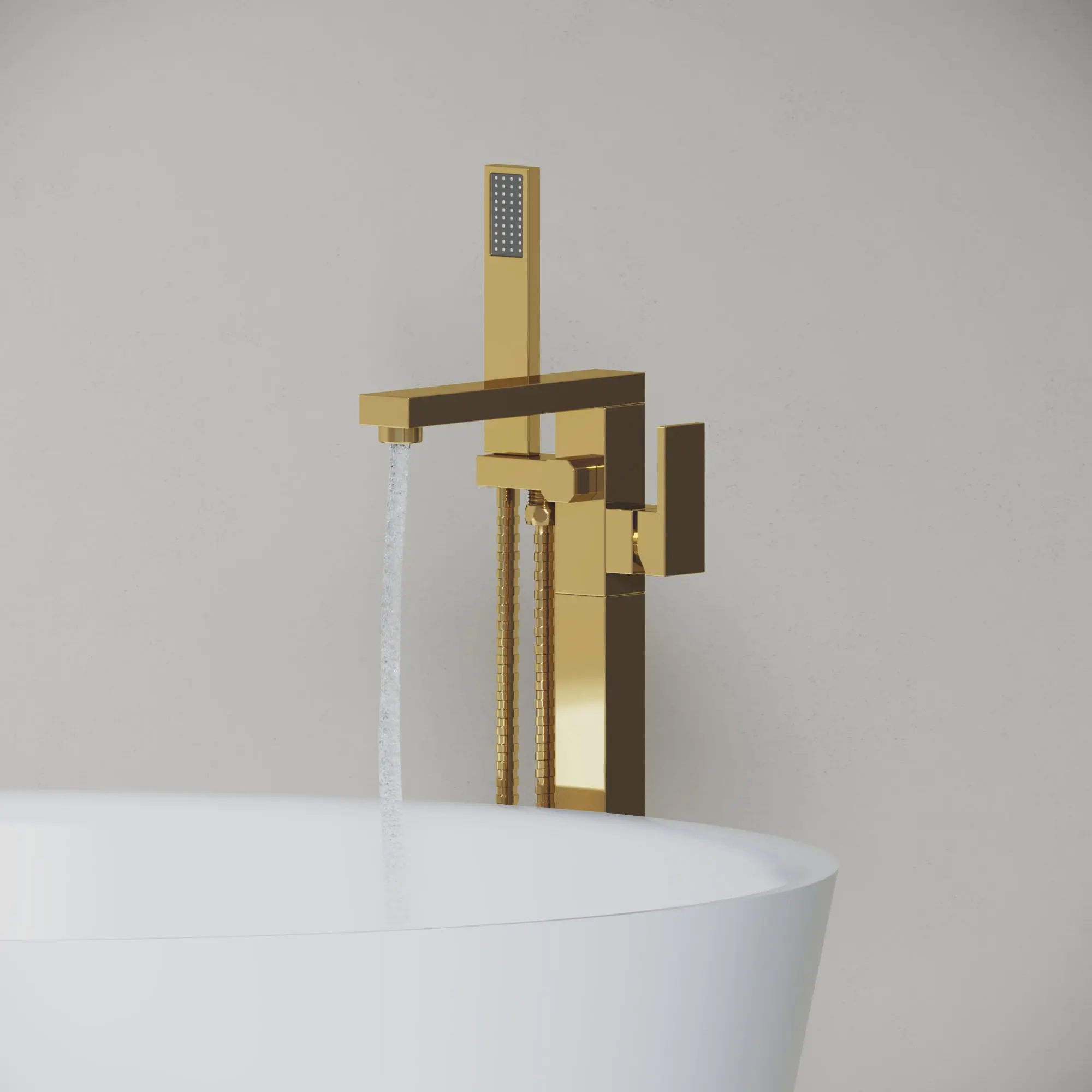Dowell Freestanding Bathtub Faucet - 8003 002 Series, Floor Mounted Brass Bathroom Tub Faucets with Hand Shower