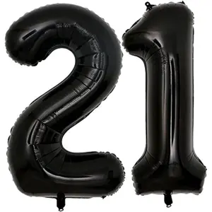 40inch Jumbo Black 21 number balloons for 21st Birthday Decorations helium balloons party supplies use them as Props for Photos (Black 21)
