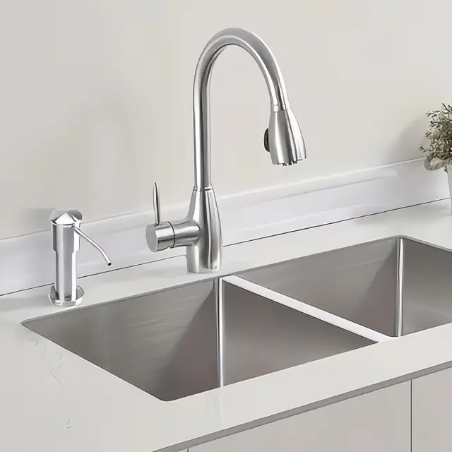 Modern Kitchen Soap Dispenser - Stainless Steel Finish for Contemporary Design