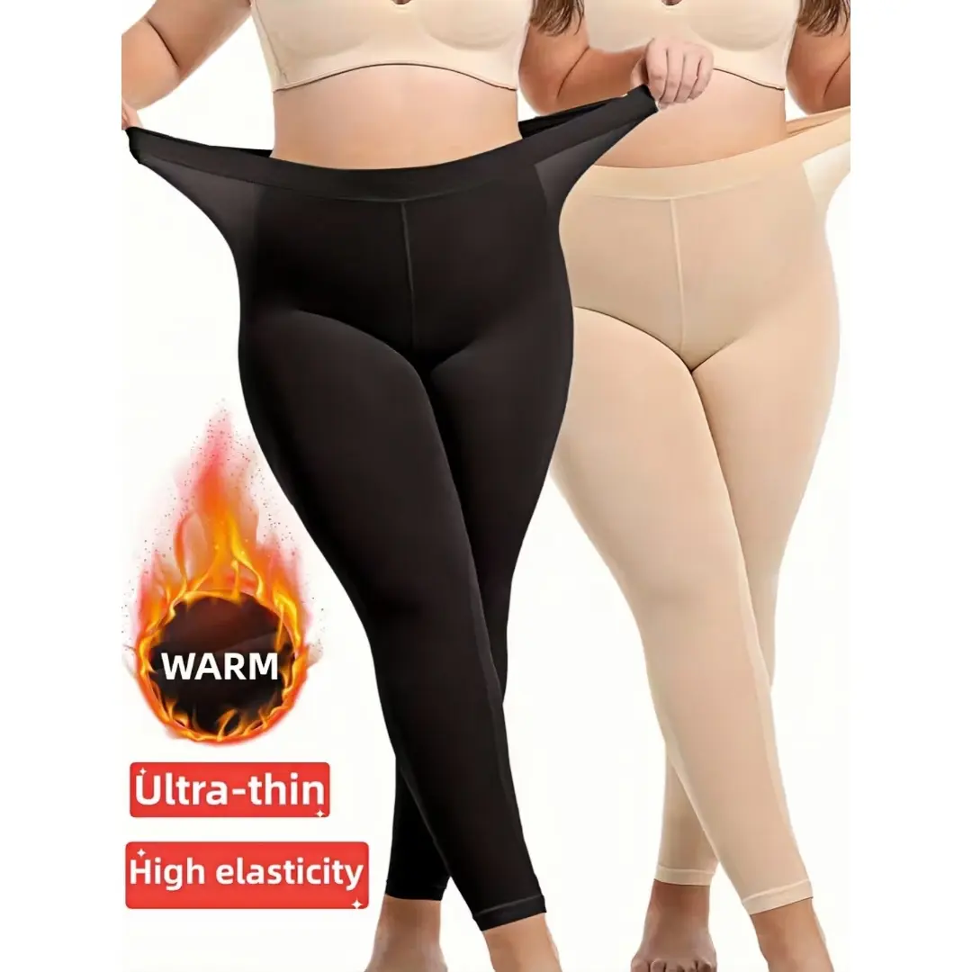 Women's High Waist Elastic Pantyhose, Anti-Scratch, Plain Solid Fashion, Daily Use, Plus Size, Tight Fit for Curvy Women, No Foot, Bottoms