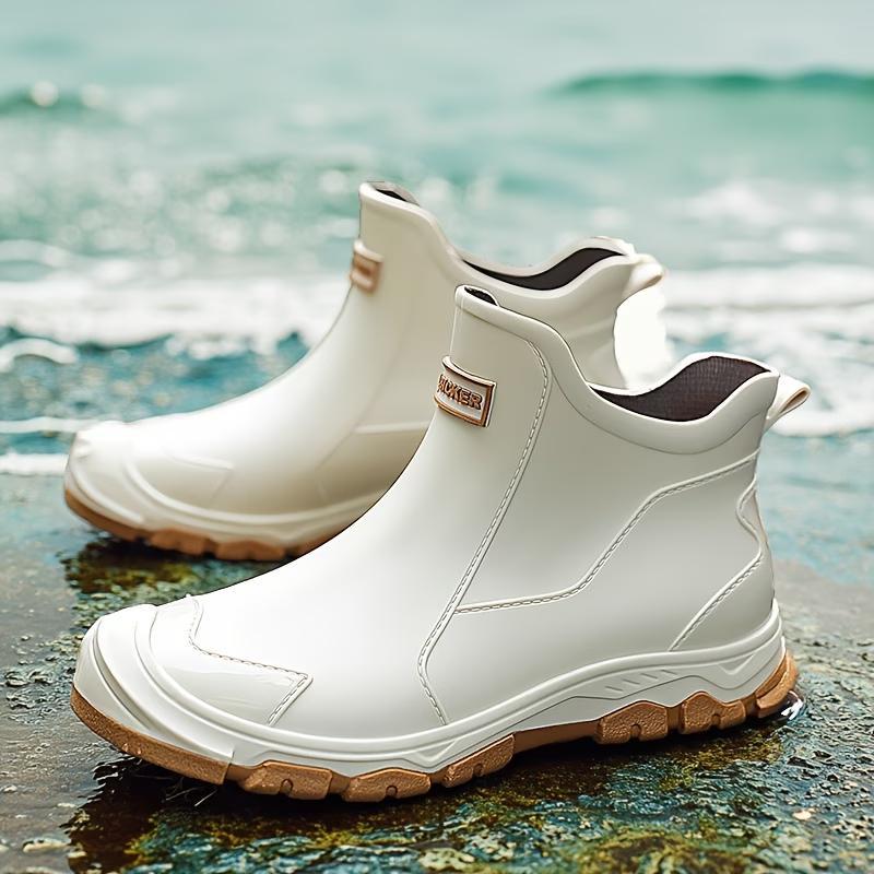 Women's Cuban Rubber Rain Boots - Round Toe, Waterproof, Lightweight, Wear-Resistant, Anti-Slip Sole, Wet-Floor Control Footwear for Car Washing, Gardening