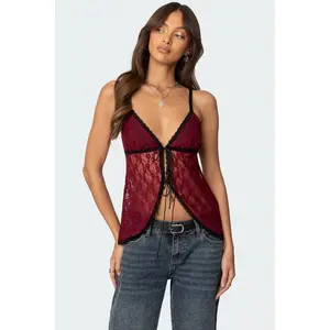 Maude Tie Front Sheer Lace Top