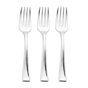Shiny Metallic Silver Mini Plastic Disposable Tasting Forks