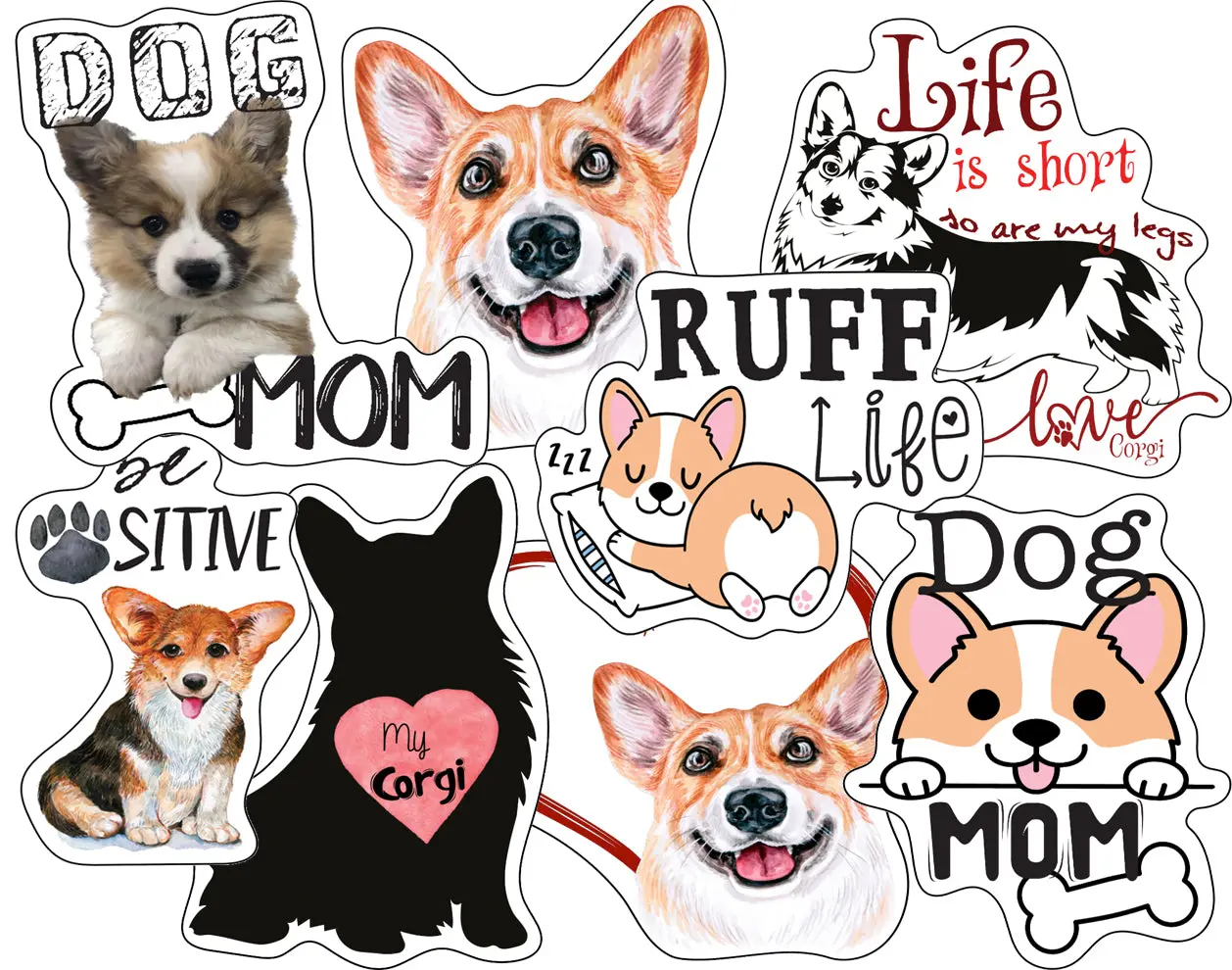 Corgi Stickers, Ten Vinyl Stickers Supporting Corgi, Great Corgi Gift, Decorative Stickers